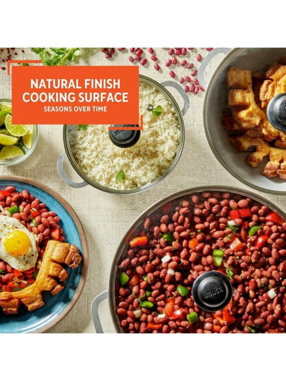 3-Piece Cast Aluminum Caldero Set with Glass Lid - 1.5, 3.5 & 7 Qt Cookware